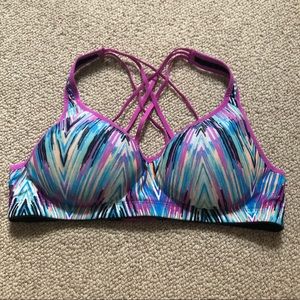 Purple Patterned Padded Sports Bra